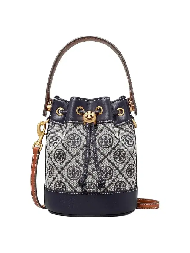 Women's Mini T Monogram Jacquard Bucket Bag - Tory Navy