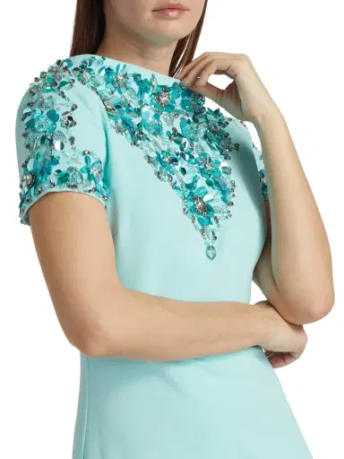 Badgley Mischka Women's Floral Sequin-Embellished Gown - Seafoam | Thumbnail 5 Badgley Mischka Women's Floral Sequin-Embellished Gown - Seafoam | Thumbnail 5