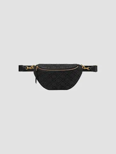 Tory Burch Women's T Monogram Cotton-Blend Belt Bag - Black | Thumbnail 2 Tory Burch Women's T Monogram Cotton-Blend Belt Bag - Black | Thumbnail 2