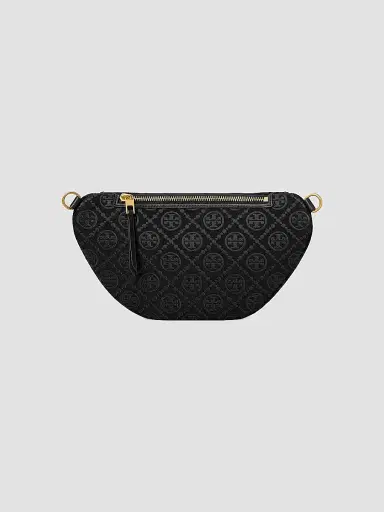 Tory Burch Women's T Monogram Cotton-Blend Belt Bag - Black | Thumbnail 4 Tory Burch Women's T Monogram Cotton-Blend Belt Bag - Black | Thumbnail 4