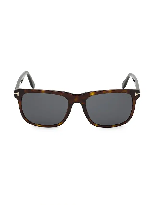 Men's 56MM Plastic Square Sunglasses - Dark Havana