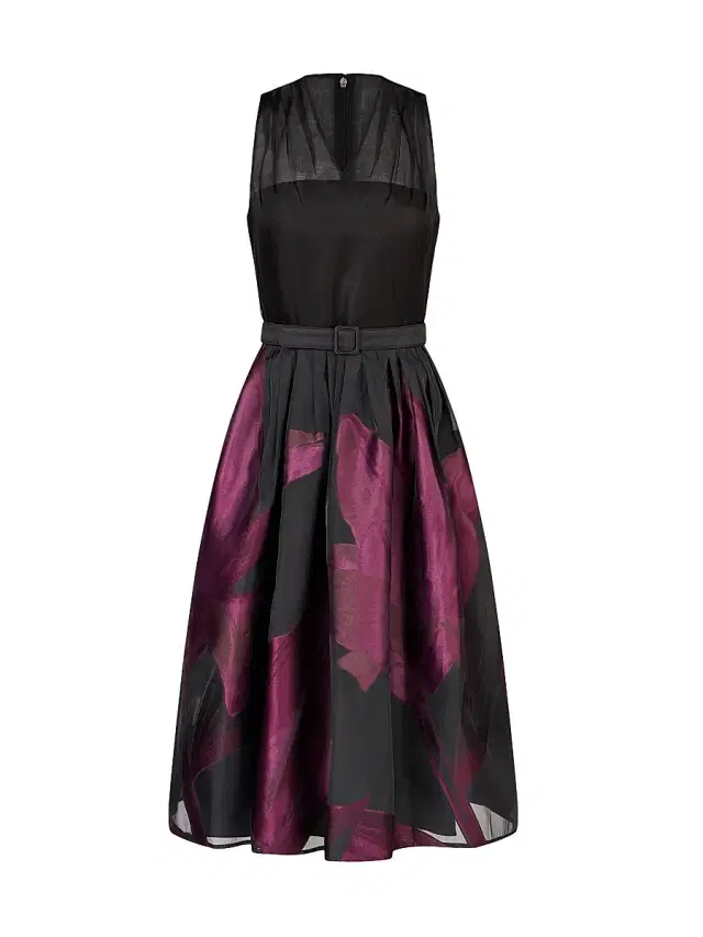 Kay Unger Women's Ellis Floral Jacquard Organza Cocktail Dress - Black Fig
