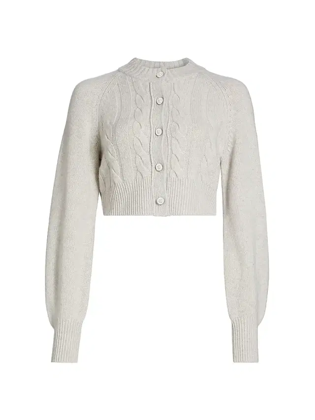 Toccin Women's Rita Wool-Cashmere Crop Cardigan - Soft Gray