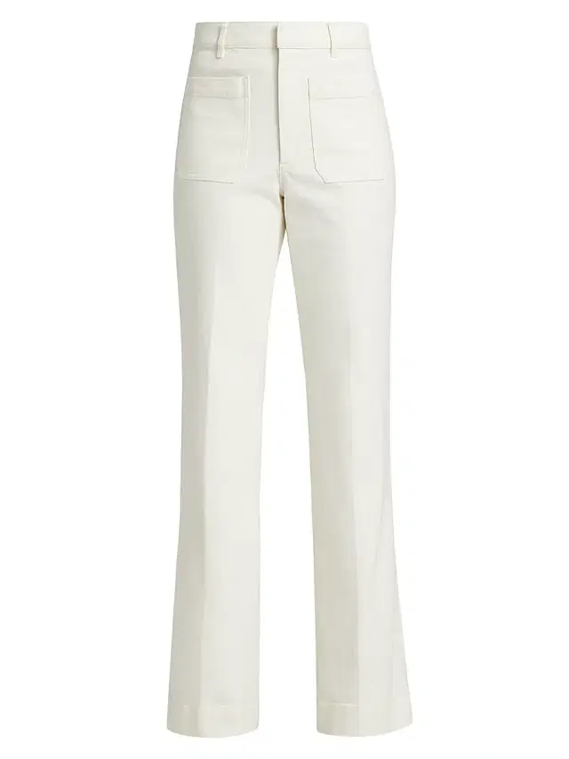 Tanya Taylor Women's Nicole Stretch-Twill Flare Pants - Chalk