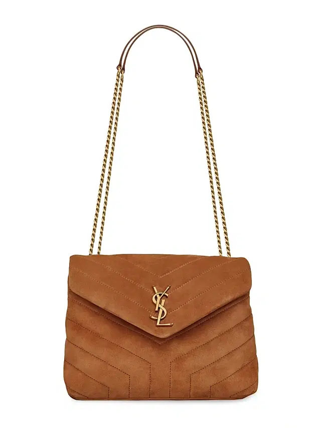 Women's Loulou  Shoulder Bag in Quilted Suede - Cinnamon
