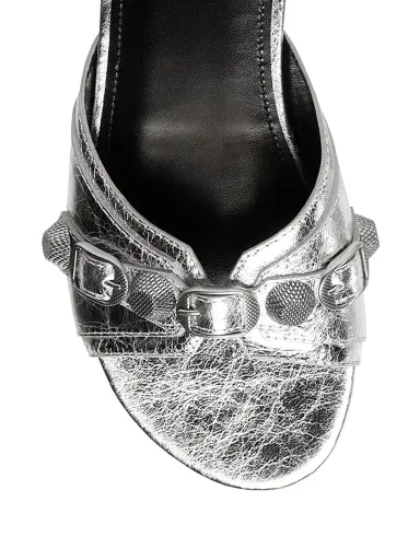 Balenciaga Women's Cagole Sandal Metallized - Silver | Thumbnail 3