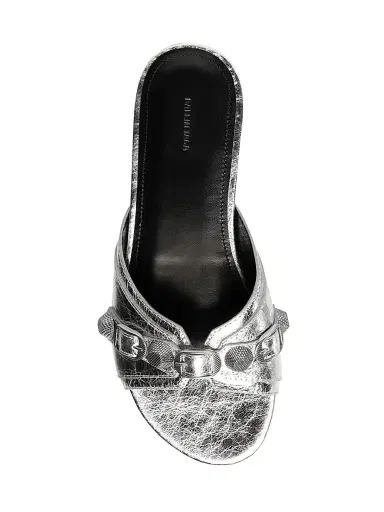 Balenciaga Women's Cagole Sandal Metallized - Silver | Thumbnail 4