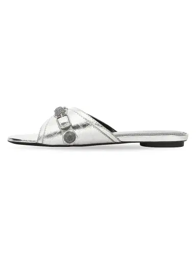 Balenciaga Women's Cagole Sandal Metallized - Silver | Thumbnail 7