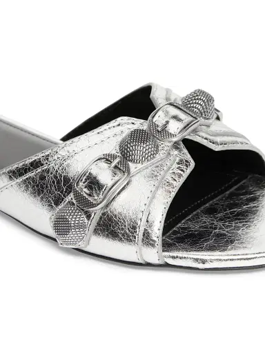 Balenciaga Women's Cagole Sandal Metallized - Silver | Thumbnail 8