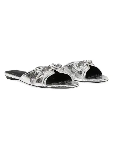 Balenciaga Women's Cagole Sandal Metallized - Silver | Thumbnail 1