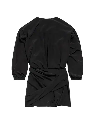 Balenciaga Women's V-Neck Mini Dress - Black | Thumbnail 2