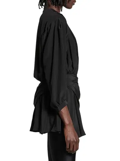 Balenciaga Women's V-Neck Mini Dress - Black | Thumbnail 4