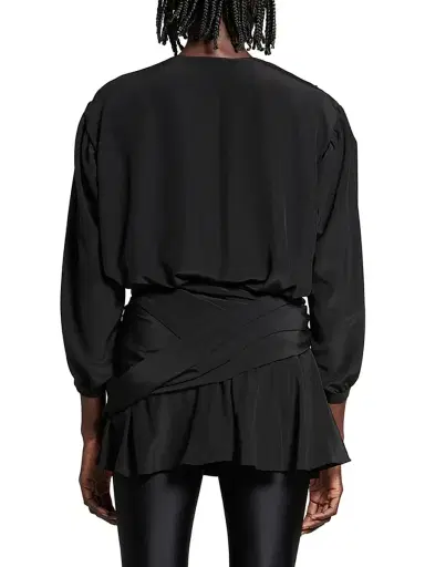 Balenciaga Women's V-Neck Mini Dress - Black | Thumbnail 5