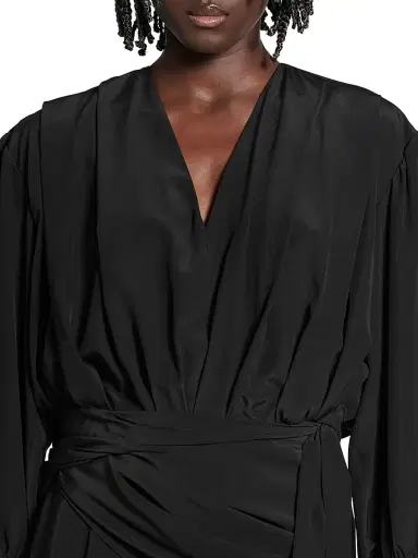 Balenciaga Women's V-Neck Mini Dress - Black | Thumbnail 6