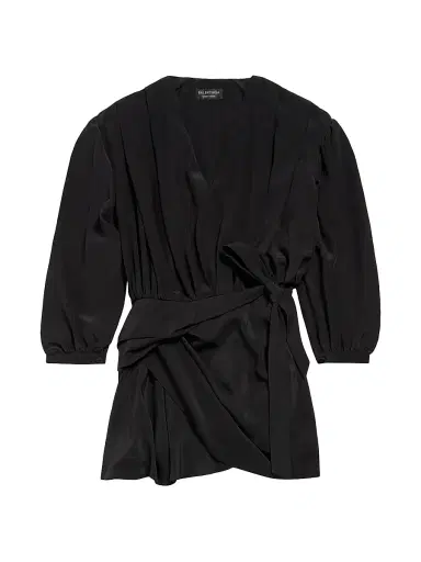Balenciaga Women's V-Neck Mini Dress - Black | Thumbnail 1