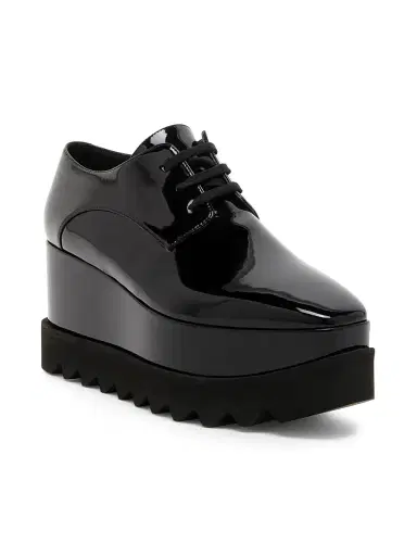 Stella McCartney Women's Elyse Shiny Patent 75MM Platform Lace-Up Shoes - Black - Size 11 | Thumbnail 2
