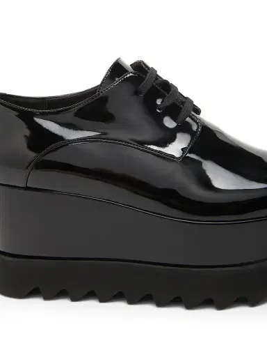 Stella McCartney Women's Elyse Shiny Patent 75MM Platform Lace-Up Shoes - Black - Size 11 | Thumbnail 5
