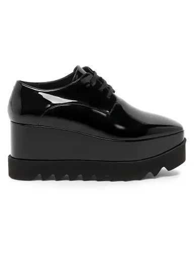 Stella McCartney Women's Elyse Shiny Patent 75MM Platform Lace-Up Shoes - Black - Size 11 | Thumbnail 1