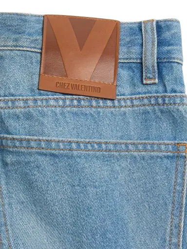Valentino Garavani Women's Denim Trousers with Jacquard Trims - Denim | Thumbnail 7