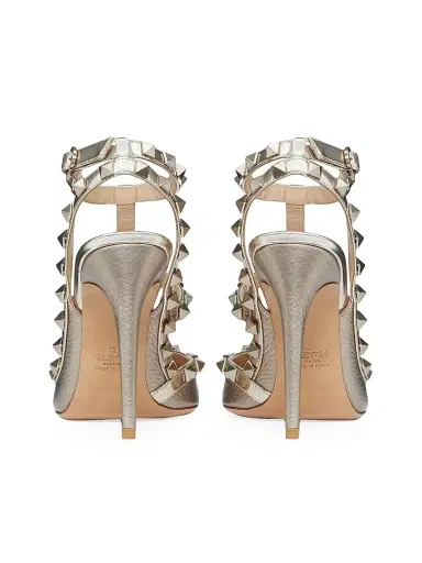 Valentino Garavani Women's Rockstud Metallic Ankle Strap Pumps 100 MM - Silver | Thumbnail 3 Valentino Garavani Women's Rockstud Metallic Ankle Strap Pumps 100 MM - Silver | Thumbnail 3