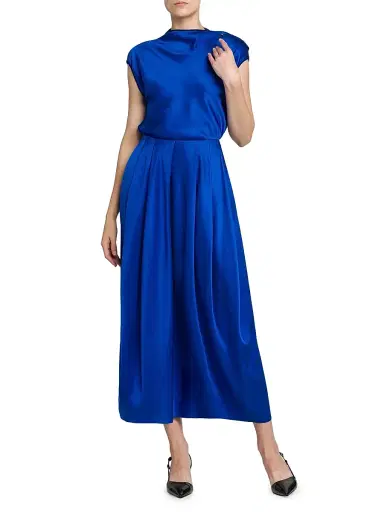 Giorgio Armani Women's Pleated Silk Satin Skirt | Thumbnail 2 Giorgio Armani Women's Pleated Silk Satin Skirt | Thumbnail 2