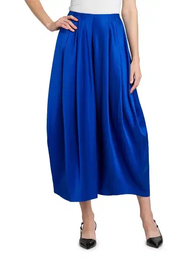 Giorgio Armani Women's Pleated Silk Satin Skirt - Humming Bird - Size 4 | Thumbnail 3