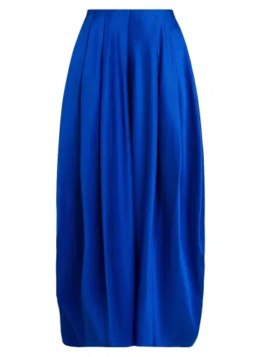 Giorgio Armani Women's Pleated Silk Satin Skirt - Humming Bird - Size 4 | Thumbnail 1