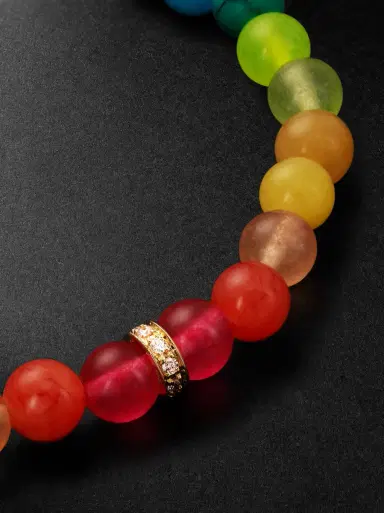 Sydney Evan 14-Karat Gold, Rainbow Jade and Diamond Beaded Bracelet - Men | Thumbnail 4