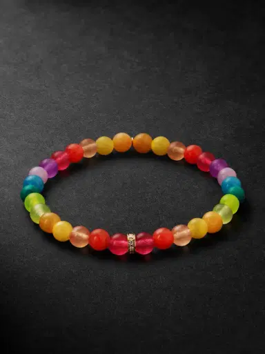 Sydney Evan 14-Karat Gold, Rainbow Jade and Diamond Beaded Bracelet - Men | Thumbnail 1