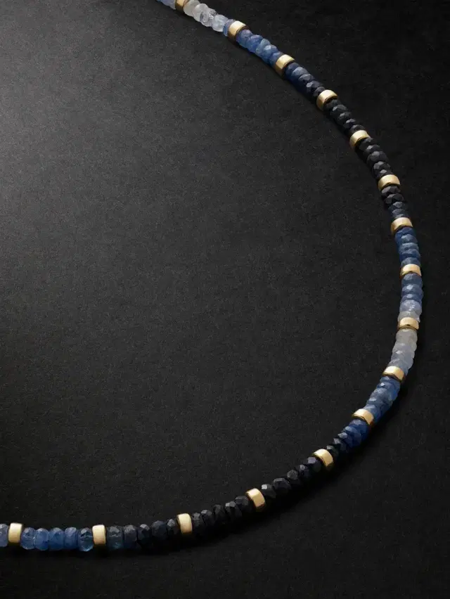 JIA JIA Gold Sapphire Beaded Necklace - Men