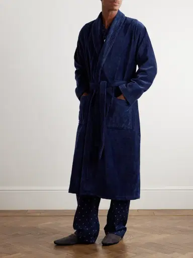 Derek Rose Belted Cotton-Terry Robe - Men | Thumbnail 2 Derek Rose Belted Cotton-Terry Robe - Men | Thumbnail 2