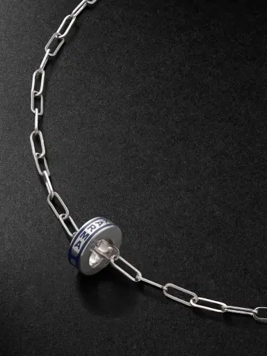Foundrae Heart Beat Karma 18-Karat White Gold and Ceramic Necklace - Men | Thumbnail 4