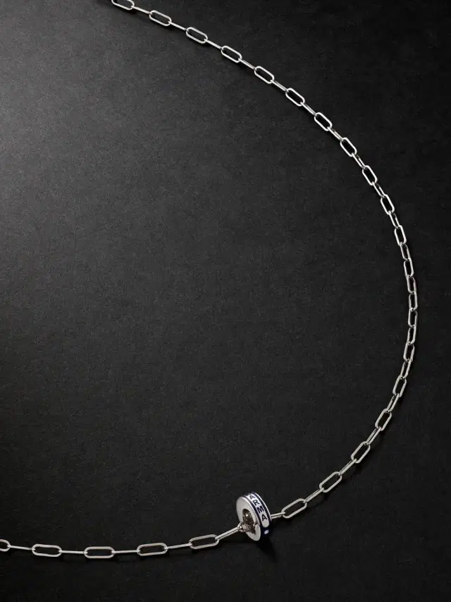 Foundrae Heart Beat Karma 18-Karat White Gold and Ceramic Necklace - Men