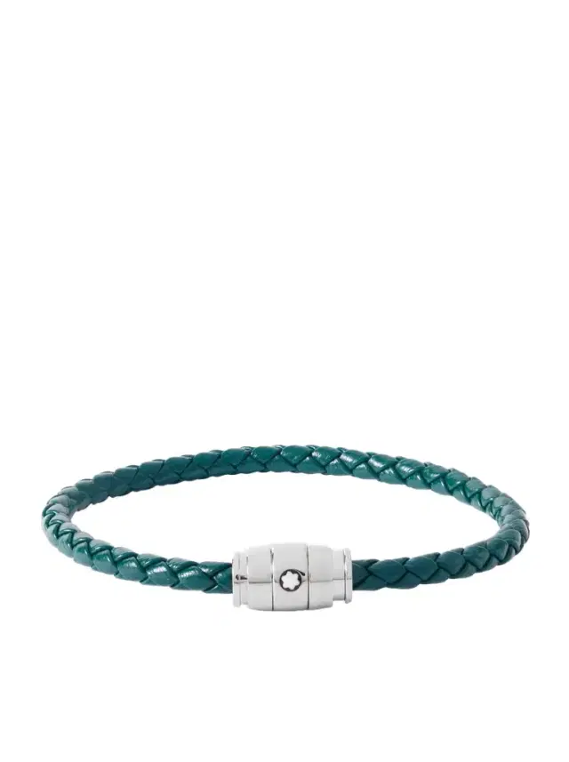 Montblanc Meisterstück 3-Ring Stainless Steel and Woven Leather Bracelet - Men