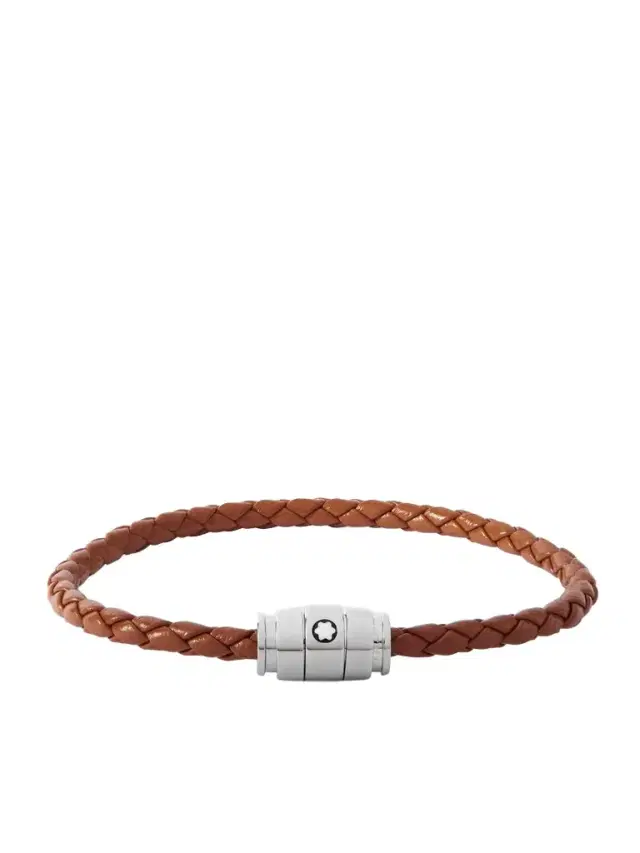 Montblanc Meisterstück 3-Ring Stainless Steel and Woven Leather Bracelet - Men