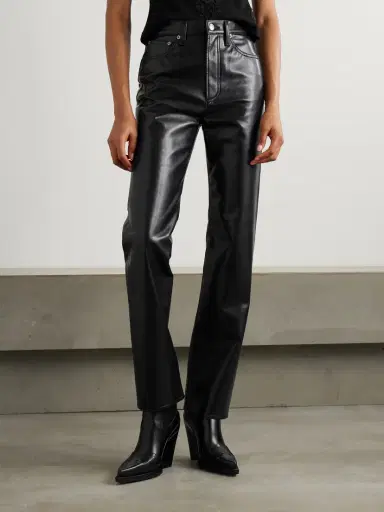 AGOLDE 90s Pinch Waist Long Recycled Leather-blend Straight-leg Pants - 32" | Thumbnail 3