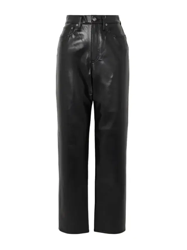 90s Pinch Waist Long Recycled Leather-blend Straight-leg Pants - 32"