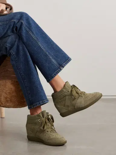 Isabel Marant Bobby Perforated Suede Wedge Sneakers | Thumbnail 2