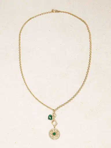 Sydney Evan Open Icon 14-karat Gold, Malachite And Diamond Necklace | Thumbnail 4 Sydney Evan Open Icon 14-karat Gold, Malachite And Diamond Necklace | Thumbnail 4