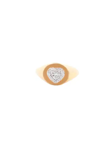 Wish Fine Jewelry 0.15ct Diamond 18K Gold Cluster Heart Signet Ring | Thumbnail 2 Wish Fine Jewelry 0.15ct Diamond 18K Gold Cluster Heart Signet Ring | Thumbnail 2
