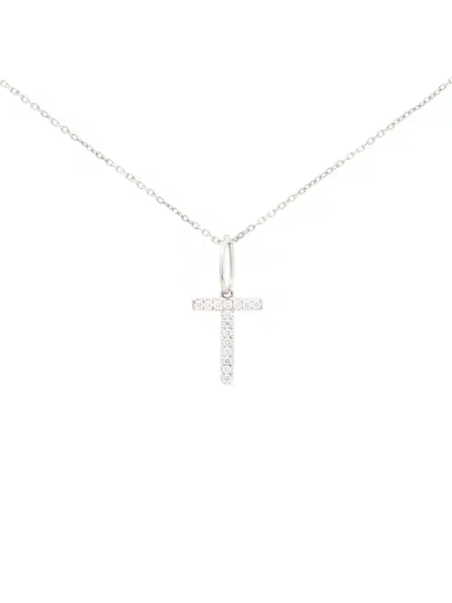 Wish Fine Jewelry 0.15ct Diamond 18K Gold Letter T Pendant