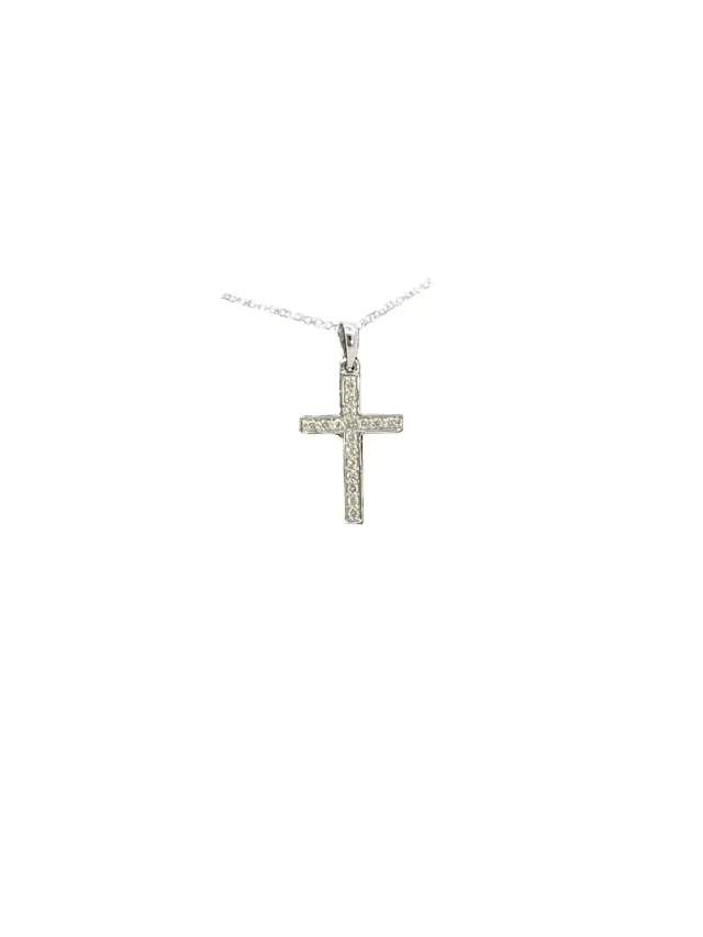 Wish Fine Jewelry 0.17ct Diamond 14K Gold Cross Necklace