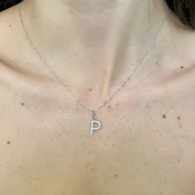 Wish Fine Jewelry 0.20ct Diamond 18K Gold Letter P Pendant | Thumbnail 2 Wish Fine Jewelry 0.20ct Diamond 18K Gold Letter P Pendant | Thumbnail 2