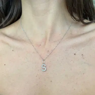 Wish Fine Jewelry 0.20ct Diamond 18K Gold Letter S Pendant | Thumbnail 2 Wish Fine Jewelry 0.20ct Diamond 18K Gold Letter S Pendant | Thumbnail 2