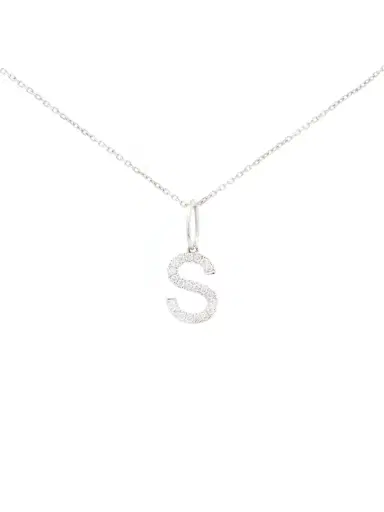 Wish Fine Jewelry 0.20ct Diamond 18K Gold Letter S Pendant | Thumbnail 1 Wish Fine Jewelry 0.20ct Diamond 18K Gold Letter S Pendant | Thumbnail 1