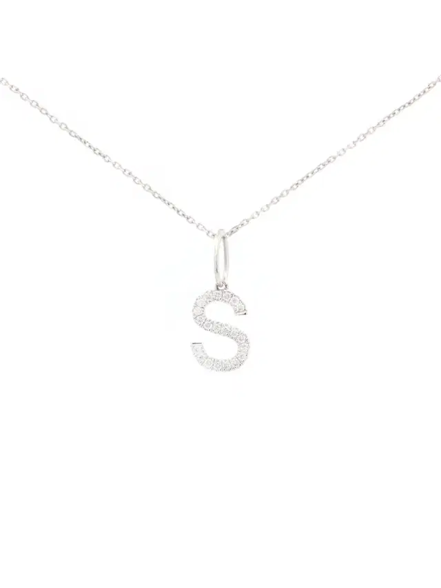 0.20ct Diamond 18K Gold Letter S Pendant