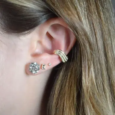 Wish Fine Jewelry 0.20ct Diamond 18K Gold Three Row Ear Cuff | Thumbnail 2 Wish Fine Jewelry 0.20ct Diamond 18K Gold Three Row Ear Cuff | Thumbnail 2