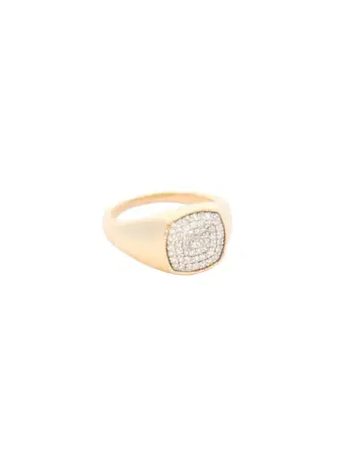 Wish Fine Jewelry 0.22ct Diamond 14K Gold Pave Signet Ring | Thumbnail 2