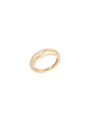 Wish Fine Jewelry 0.23ct Diamond 14K Gold Oval Cut Solitaire Thin Dome Ring | Thumbnail 1