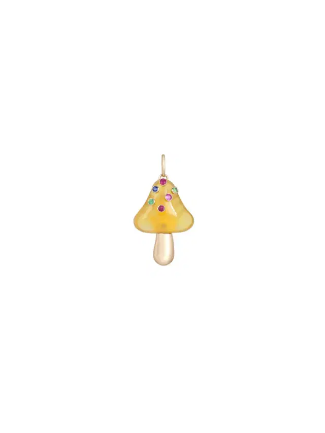 Wish Fine Jewelry 0.23ct Multi Color Sapphire 14K Gold Mushroom Pendant
